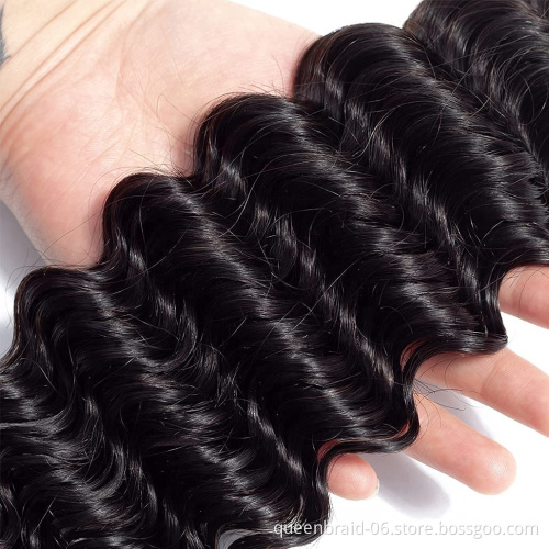 Brazilian Deep Wave Hair 100% Unprocessed Virgin Human Hair extension Bundles Weave Natural Black Color  Remy Jarin Hair Bulk